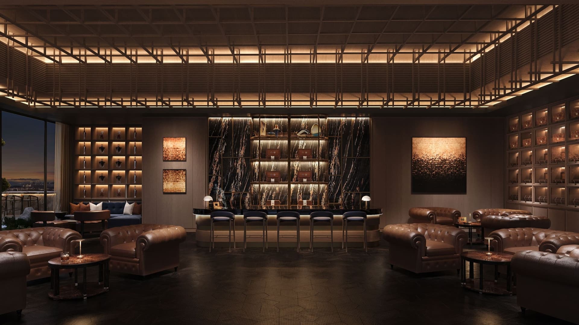 Cigar lounge with Black Taurus marble